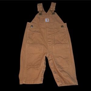 Carhartt Baby Infant Brown Overalls Bib Size 3M Duck Canvas Workwear Double Knee